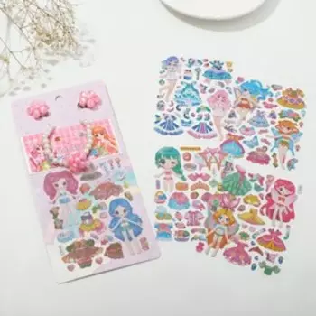 Набор детский "Выбражулька" 3 предмета: клипсы, браслет, наклейки, цвет МИКС