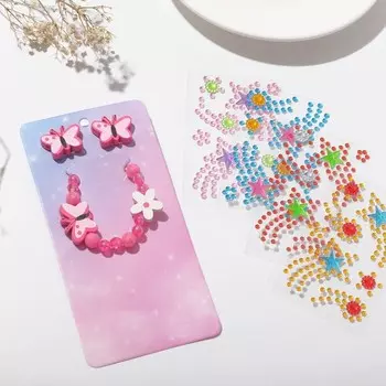 Набор детский "Выбражулька" 3 предмета: клипсы, браслет,наклейки страз,бабочки,цвет МИКС,форма МИКС