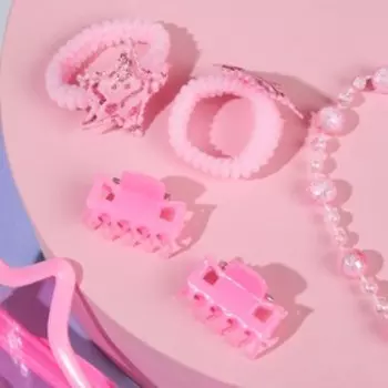 Набор детский «Выбражулька» 6 предметов: 2 резинки, 2 заколки, очки, бусы, звёзды, цвет МИКС