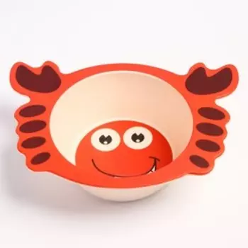 Набор детской бамбуковой посуды «Крабик»,тарелка, миска, кружка, приборы, 5 предметов