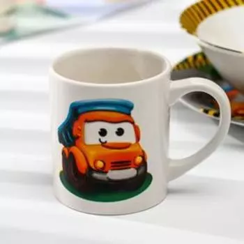 Набор детской посуды Доляна «Машинки», 3 предмета: кружка 220 мл, миска 520 мл, тарелка d=19 см