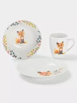 Набор детской посуды Дулевский фарфор «Лисичка», 3 предмета: тарелка 175 мл, миска 360 мл, кружка 210 мл, белый