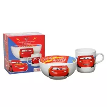 Набор детской посуды "Молния Маккуин" 2 предмета: салатник, кружка, Тачки
