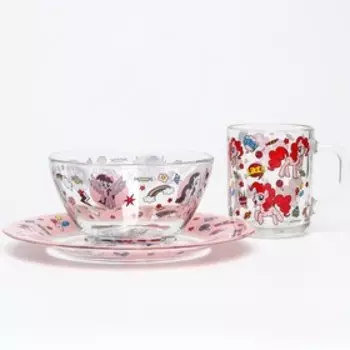 Набор детской посуды, My little pony, кружка 200 мл., тарелка 20 см., салатник 450 мл.