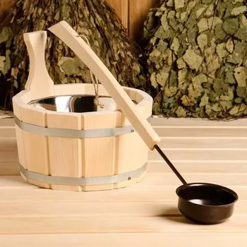 Набор для бани и сауны, 2 предмета: шайка, 3 л, черпак, 200 мл, «Добропаровъ»