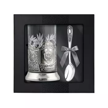 Набор для чая «ФСБ» никелированный с чернением, с ложкой в коробке, 250 мл