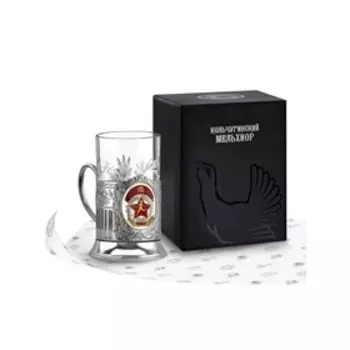 Набор для чая «Готов к Труду и Обороне» никелированный с позолотой с эмалью