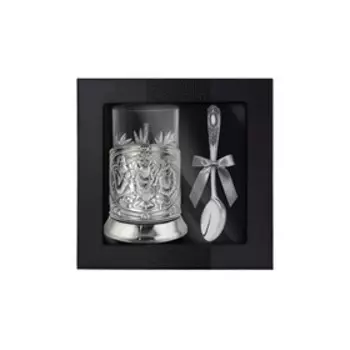 Набор для чая «Русское чаепитие» никелированный с чернением, с ложкой в коробке, 250 мл