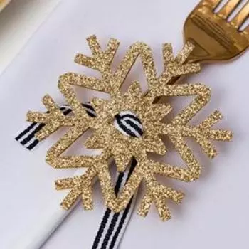 Набор для декора столовых предметов «Снежинка», 4 шт, цвет золото 7х8 см 100% п/э, фетр