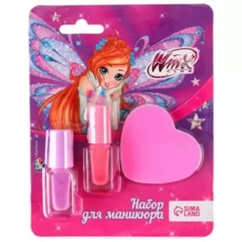 Маникюрный набор, 2 лака, пилочка, блестки, декор "Блум", WINX