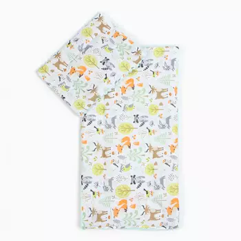 Набор для детской коляски двусторонний (матрас35х70, подушка-25х35), цвет мятный, вельбоа/бязь