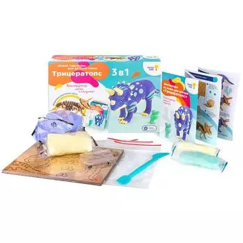 Набор для детской лепки из легкого пластилина «Трицератопс»