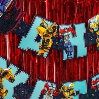 Набор для праздника "С Днем рождения", гирлянда 230 см, дождик 1х2 м, Трансформеры