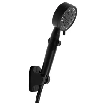 Душевая лейка 5 режимов со шлангом, самоклеящийся держатель, крепеж в комплекте.