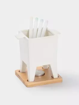 Набор для фондю BellaTenero, 620 мл, 4 шпажки, фарфор, белый