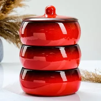 Набор для холодца Борисовская керамика «Красная», 900 мл, 16,523 см, керамика, красный