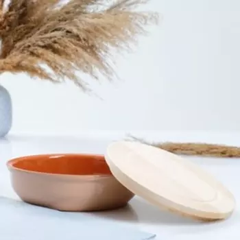 Набор для холодца "Вятский №1" (1 емкость / 1л. + 1 деревянная крышка), бежевый