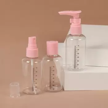 Набор для хранения, 3 предмета, со шкалой деления, розовый