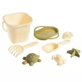 Набор игрушек для песочницы, 8 предметов: совочек, грабельки, сито, ведерко, 4 мягкие формочки