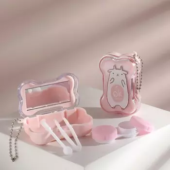 Набор для контактных линз, в футляре с зеркалом, 4 предмета, цвет МИКС