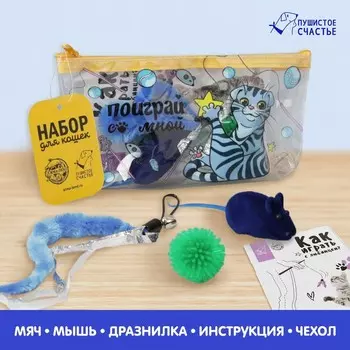 Набор для кошек «Поиграй со мной» мяч, мышь, дразнилка