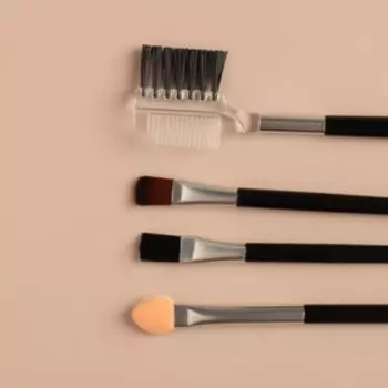 Набор для макияжа, 6 предметов, чёрный, бежевый