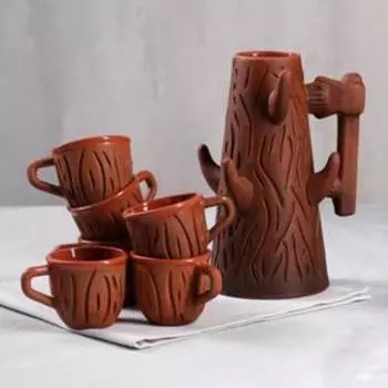 Набор для напитков "Дерево", глазурь, красная глина, 7 предметов, 1/0.1 л