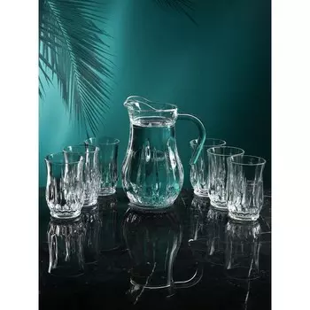 Набор для напитков «Императорский», 7 предметов: кувшин 1.2 л, стаканы 6 шт 280 мл, стекло, Иран
