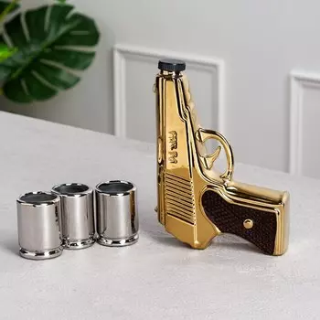 Набор для напитков "Пистолет", золото, 4 предмета, 0.3/0.05 л