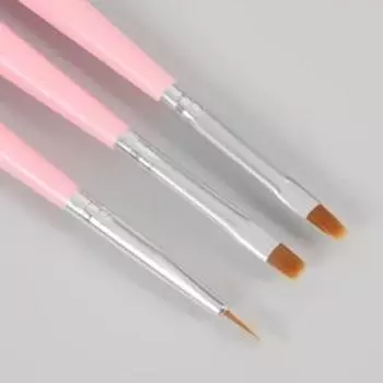 Набор для наращивания и дизайна ногтей: кисть - дотс 2 шт, кисть - пушер, розовый