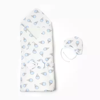 Набор для новорождённого (одеяло, шапочка, пояс), цвет голубой, рост 56-62 см