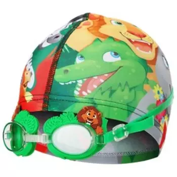 Набор для плавания детский ONLYTOP Swim «Зверята»: очки, шапочка, обхват 46-52