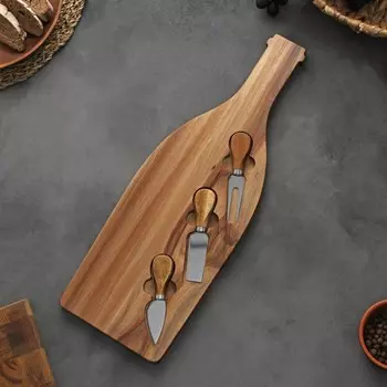 Набор для подачи сыра Magistro Bottle, 3 ножа, 48171.5 см, акация