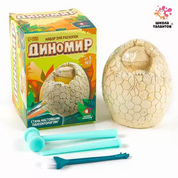 Раскопки «Диномир», гипсовое яйцо, инструменты, 5+
