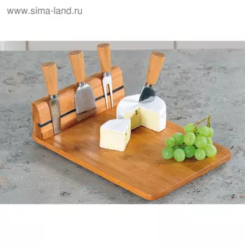 Набор для резки сыра Kesper, 4 прибора, доска бамбук