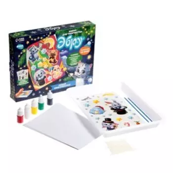 Набор для рисования эбру на новый год «Кот», набор для творчества