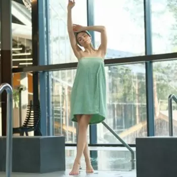 Набор для сауны Экономь и Я:полотенце-парео 68*150см +чалма, цв.св-оливковый,100%хл,320 г/м2