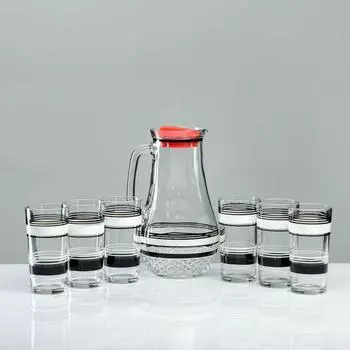 Набор для сока "Инь-Янь" художественная роспись, 6 стаканов 1250/200 мл