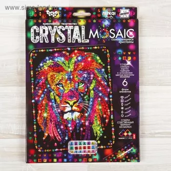 Набор для создания мозаики «Лев» CRYSTAL MOSAIC, на тёмном фоне