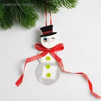 Набор для создания новогодней подвески со светом «Снеговик с бантиком»