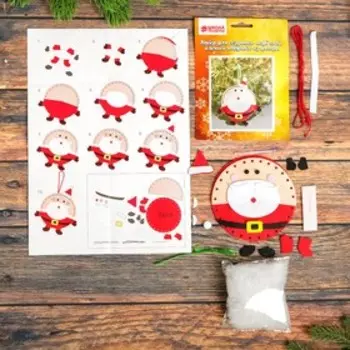 Набор для создания подвесной ёлочной игрушки из фетра «Шар - Дед Мороз»