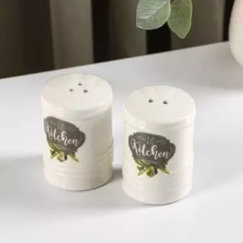 Набор для специй Доляна «Гурман», солонка, перечница, 120 мл, доломит, белый