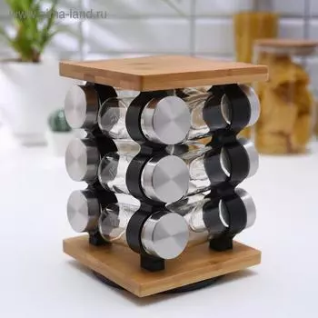 Набор для специй «Эко», 12 предметов, 15,5×15,5×21,5 см