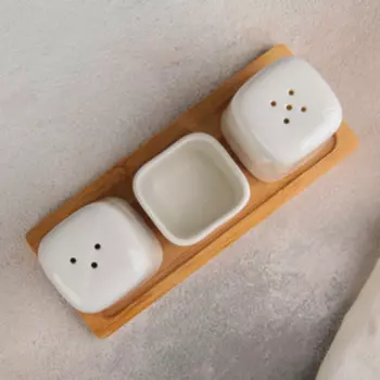 Набор для специй «Эстет», 3 предмета: солонка, перечница, ёмкость для зубочисток