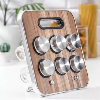 Набор для специй на подставке «Модерн», 28,51218,5 см, 90 мл, 49,5 см, 6 шт