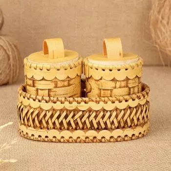 Набор для специй "Плетеный" , береста