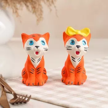 Набор для специй "Тигрята", оранжевый, керамика, 11 см, микс, 1 сорт