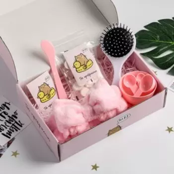 Набор «Для тебя»: расческа, повязка на голову, мерные ложки 3 шт, чаша и лопатка для маски, спрессованные маски