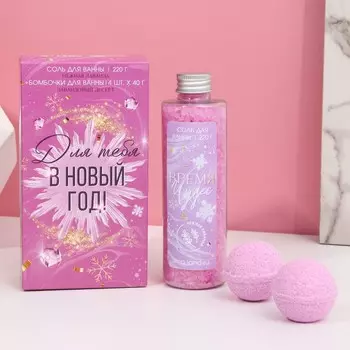 Подарочный набор женский «Для тебя в Новый год», соль для ванны 220 г и бомбочки для ванны 440 г, Чистое счастье