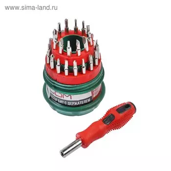 Набор для точных работ ЛОМ, держатель с битами, в кейсе, 31 предмет